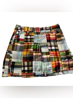 J Crew Factory Multicolor Madras Plaid Patchwork Mjni Skirt Sz 0